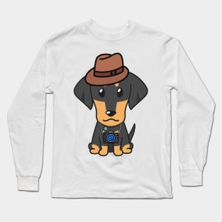 Funny dachshund is holding a camera Long Sleeve T-Shirt